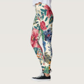 Bright Botanical Vivid Bloom Colorful Floral Print Leggings (Links)