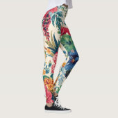 Bright Botanical Vivid Bloom Colorful Floral Print Leggings (Rechts)