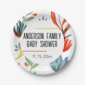 Bright Botanicals Baby Dusche Pappteller (Vorderseite)