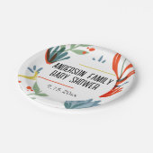 Bright Botanicals Baby Dusche Pappteller (Schrägansicht)