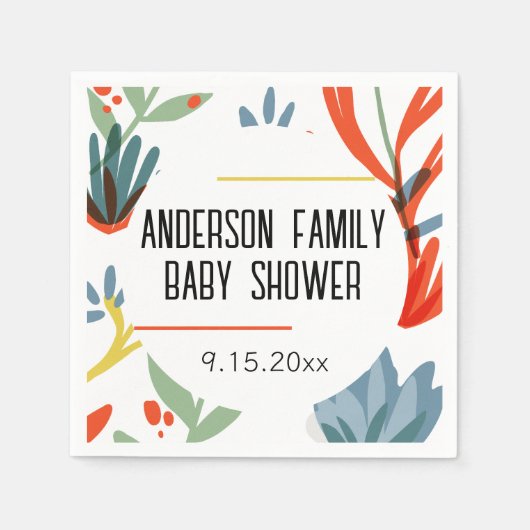 Bright Botanicals Baby Dusche Serviette (Vorderseite)