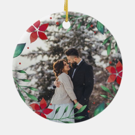 Bright Boughs | Erstes Verheiratetes Foto zu Weihn Keramik Ornament (Hinten)