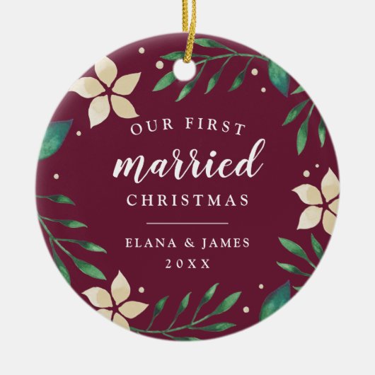 Bright Boughs | Erstes Verheiratetes Foto zu Weihn Keramik Ornament (Vorne)