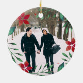 Bright Boughs | Erstes Verlobtes Foto zu Weihnacht Keramik Ornament (Hinten)