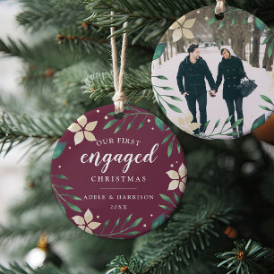 Bright Boughs   Erstes Verlobtes Foto zu Weihnacht Keramik Ornament