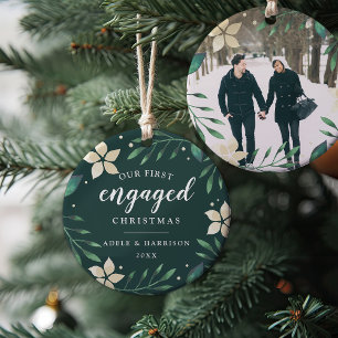 Bright Boughs Erstes Verlobtes Foto zu Weihnacht Keramik Ornament