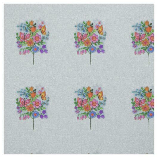 Bright Bouquet Hübsche Blume auf Stem Butterfliege Stoff (Muster)