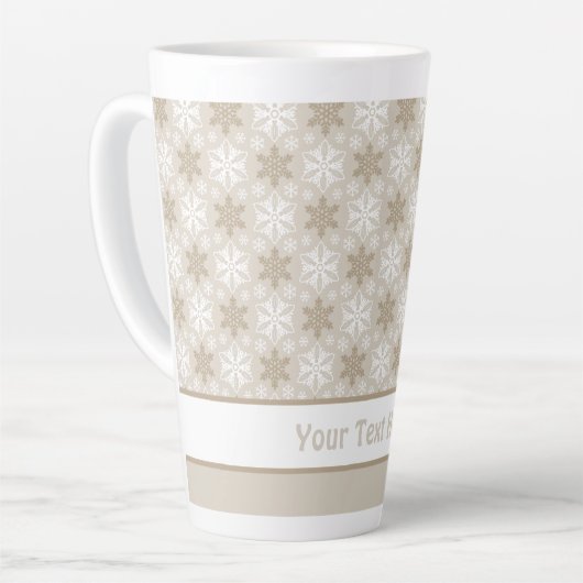 Bright Brown Tan Winter White Snowflake Muster Milchtasse (Linke Ecke)