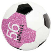 Bright Bubblegum Pink Funkelnd Nummer und Name Fußball (Dreiviertel)