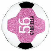 Bright Bubblegum Pink Funkelnd Nummer und Name Fußball (Vorderseite)