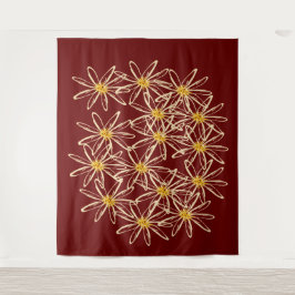 Bright Burgundy Red Floral Wandteppich