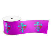 BRIGHT BUSY CROSS DESIGN MIT BLUME SATINBAND (Spule)