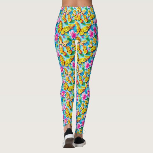 Bright Butterfly Pattern Leggings (Rückseite)