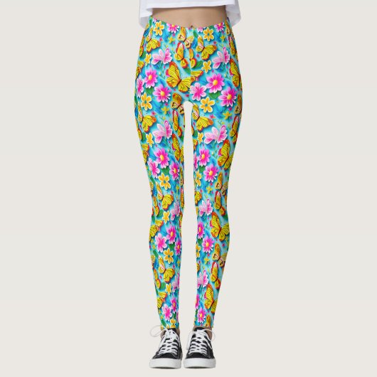 Bright Butterfly Pattern Leggings (Vorderseite)