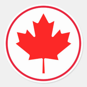 Bright Canadian Maple Leaf Kanada Red White Runder Aufkleber