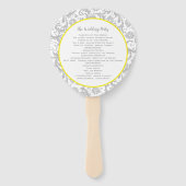 Bright Canary Yellow & Gray Damask Wedding Program Fächer (Rückseite)
