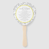 Bright Canary Yellow & Gray Damask Wedding Program Fächer (Vorderseite)