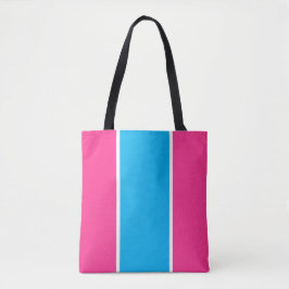 Bright Candy Pink Sky Blue Weiße vertikale Streife Tasche
