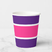 Bright Candy Pink White Royal Lila Retro Streifen Pappbecher (Rückseite)