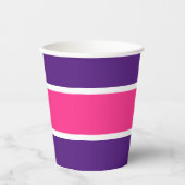 Bright Candy Pink White Royal Lila Retro Streifen Pappbecher (Vorderseite)