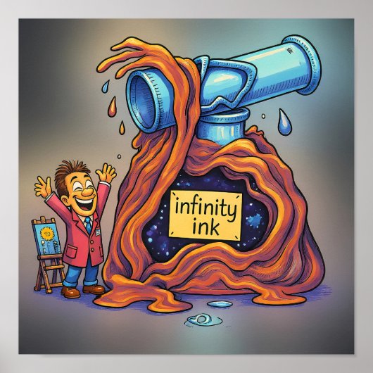 Bright Cartoon Ink Mascot Decal Sticker Poster (Vorne)