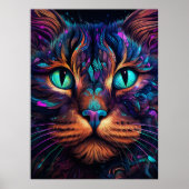 Bright Cat Face Print Poster Kunstwerk Mural (Vorne)