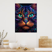 Bright Cat Face Print Poster Kunstwerk Mural (Küche)