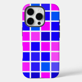 Bright Checkered Pattern in Pink and Blue iPhone 16 Pro Hülle