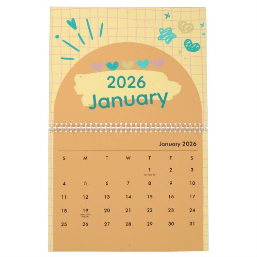Bright & Cheerful Aesthetic Calendar Kalender (Jan 2026)