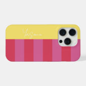 Bright Cheerful pink and yellow striped design iPhone Hülle (Rückseite (Horizontal))