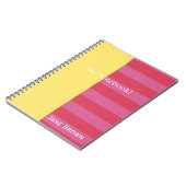 Bright Cheerful pink and yellow striped design Notizblock (Linke Seite)