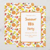 Bright Cheerful Risograph Fruit Party Einladung (Vorne/Hinten)