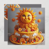 BRIGHT CHEERFUL SUN THEMED BIRTHDAY CAKE EINLADUNG (Vorne/Hinten)