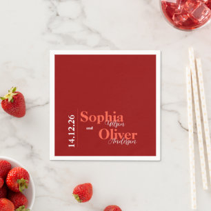 Bright Cherry Red Minimalistisch Wedding Paper Nap Serviette