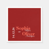Bright Cherry Red Minimalistisch Wedding Paper Nap Serviette (Vorderseite)