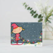 Bright Christmas Elf Feiertagspostkarte (Stehend Vorderseite)