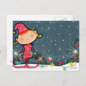 Bright Christmas Elf Feiertagspostkarte (Vorne/Hinten)