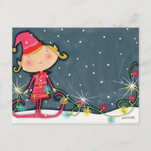 Bright Christmas Elf Feiertagspostkarte