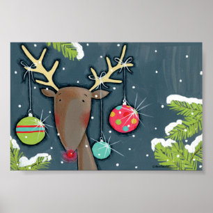 Bright Christmas Reindeer Poster