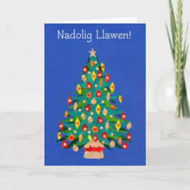 Bright Christmas Tree Card, Welsh Greeting Feiertagskarte