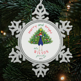 Bright Christmas Tree Peacock Paper Ornament Card