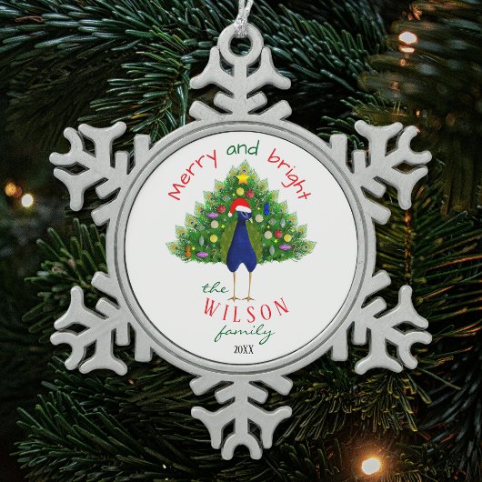 Bright Christmas Tree Peacock Paper Ornament Card