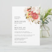 Bright Citrus Boho Tropical Floral Wedding Einladung (Stehend Vorderseite)