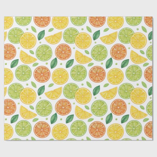 Bright Citrus Slice Pattern Gift Wrap Geschenkpapier (Flach)