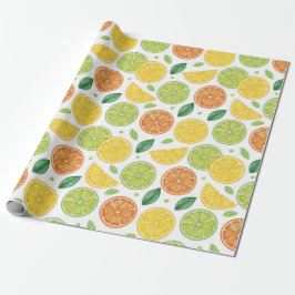 Bright Citrus Slice Pattern Gift Wrap Geschenkpapier