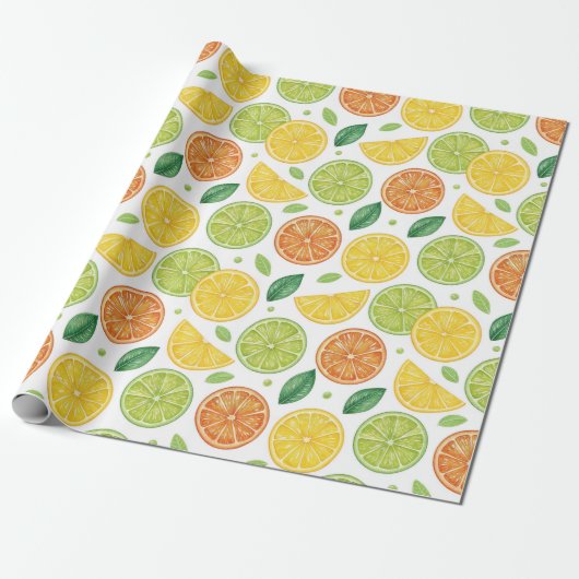 Bright Citrus Slice Pattern Gift Wrap Geschenkpapier (Ungerollt)