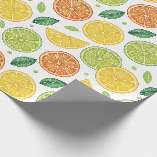 Bright Citrus Slice Pattern Gift Wrap Geschenkpapier (Ecke)