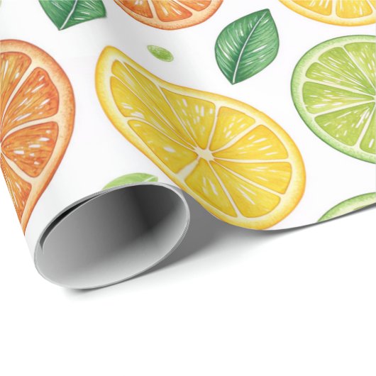 Bright Citrus Slice Pattern Gift Wrap Geschenkpapier (Rolleneckpunkt)