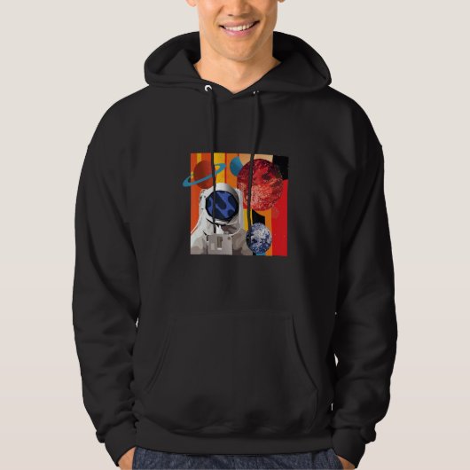 Bright Colored Graphic of Space Astronaut Floating Hoodie (Vorderseite)