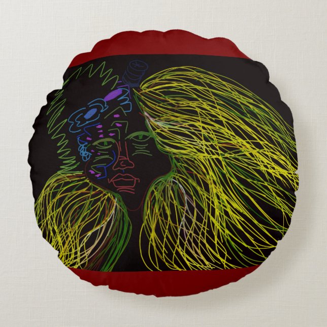 Bright Colored Puppet Rundes Kissen (Vorderseite)